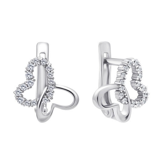 Серьги из серебра с гранатами и фианитами