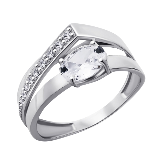 Кольцо из серебра с позолотой и фианитами