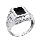 Кольцо-печатка из серебра с ониксом 