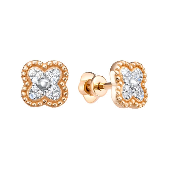 Серьги из золота с ювелирными кристаллами и фианитами