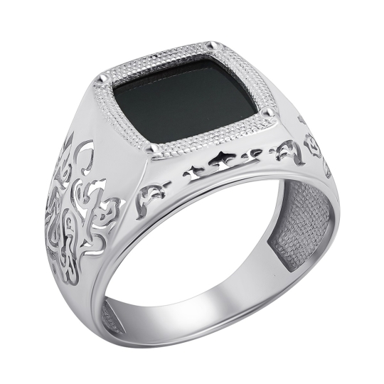 Кольцо из серебра с сапфирами и фианитами