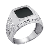 Кольцо-печатка из серебра с ониксом