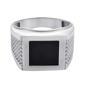 Кольцо-печатка из серебра с ониксом