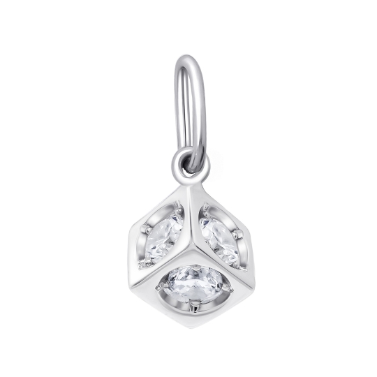 Подвеска из серебра с агатом и фианитами