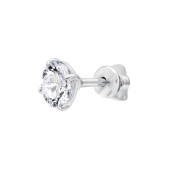 Одиночная серьга из серебра с фианитом