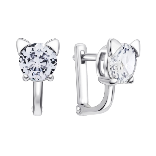 Серьги-трансформеры из серебра с фианитами