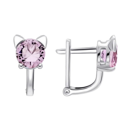 Серьги из серебра с ювелирными кристаллами и фианитами