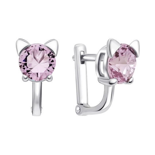 Серьги из серебра с фианитами