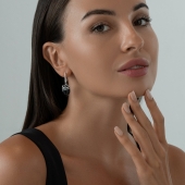 Серьги из серебра с агатами и фианитами