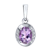 Подвеска из серебра с аметистом и фианитами