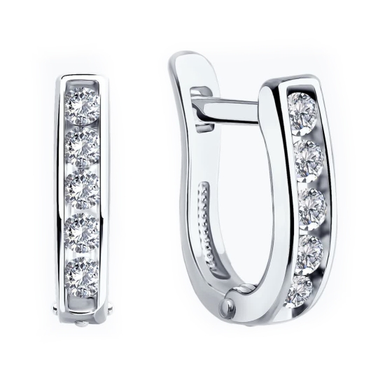 Серьги из серебра с фианитами