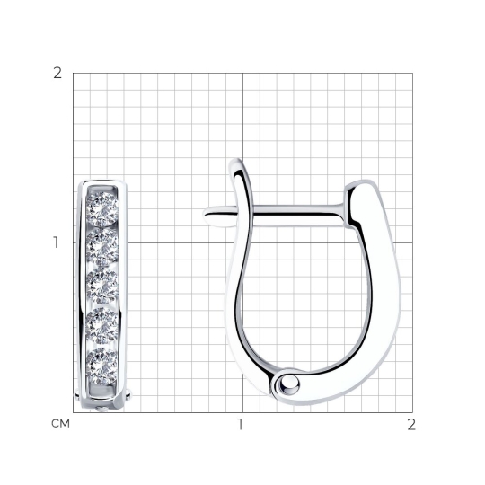 Серьги из серебра с фианитами