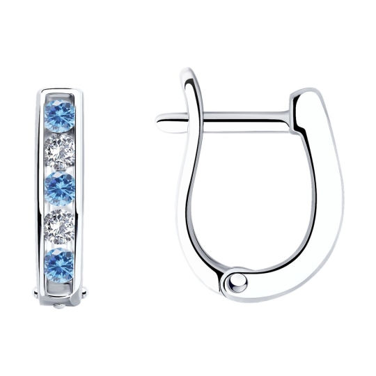 Серьга-кафф из серебра с фианитами