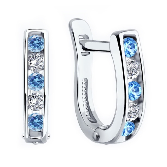 Серьга-кафф из серебра с фианитами