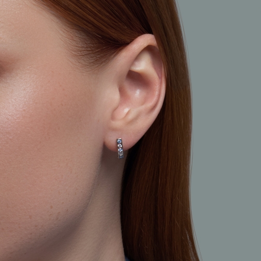 Серьга-кафф из серебра с фианитами