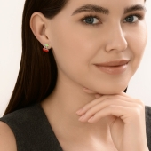 Серьги из серебра с эмалью и фианитами