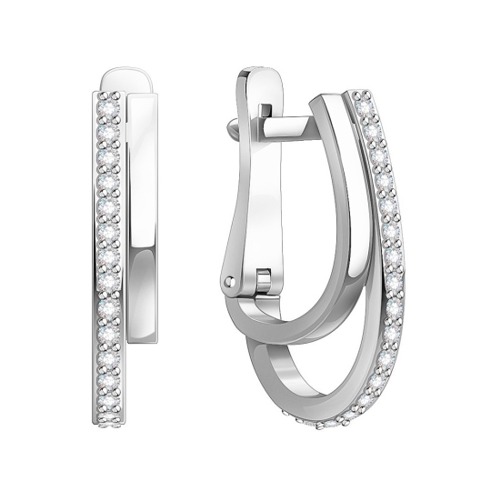 Серьги из серебра с фианитами