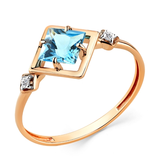 Кольцо из золота с гранатом и фианитами