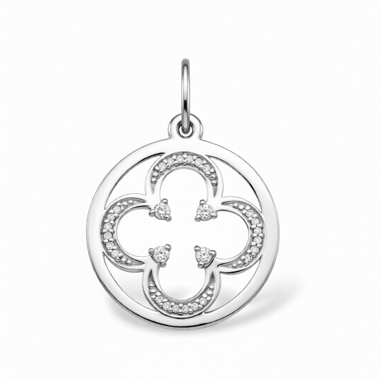 Подвеска из серебра с гранатом и фианитами