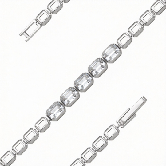 Браслет из серебра с эмалью и фианитом