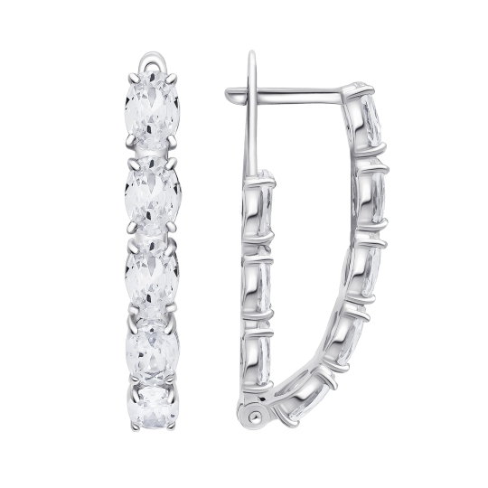 Серьги из серебра с позолотой и фианитами