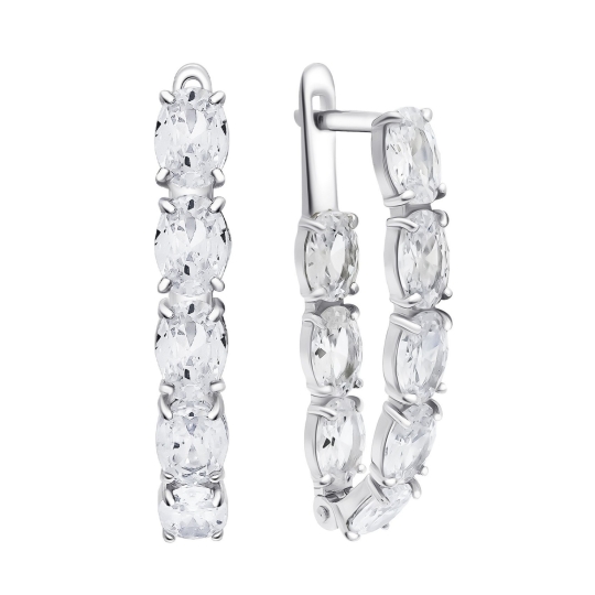 Серьги из серебра с позолотой и фианитами