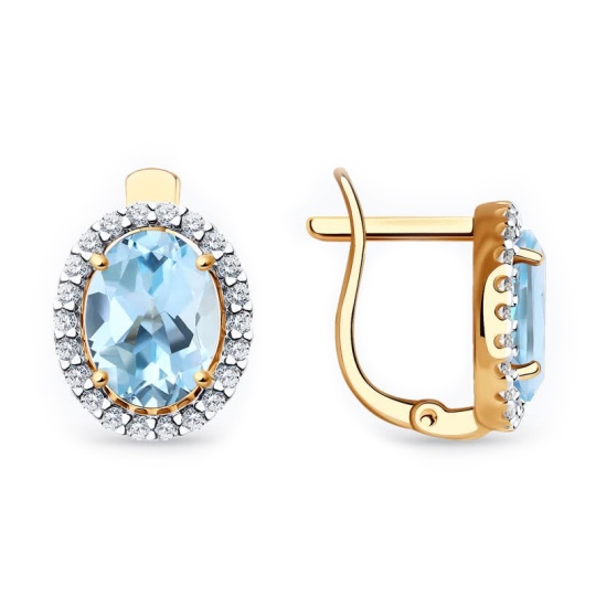 Серьги из золота с ювелирными кристаллами и фианитами