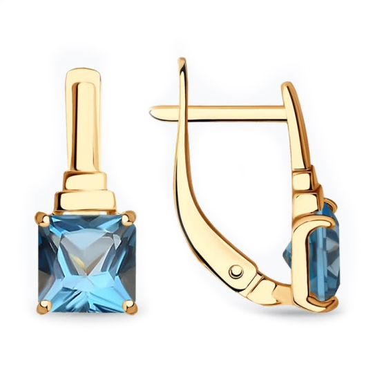 Серьги из лимонного золота с фианитами