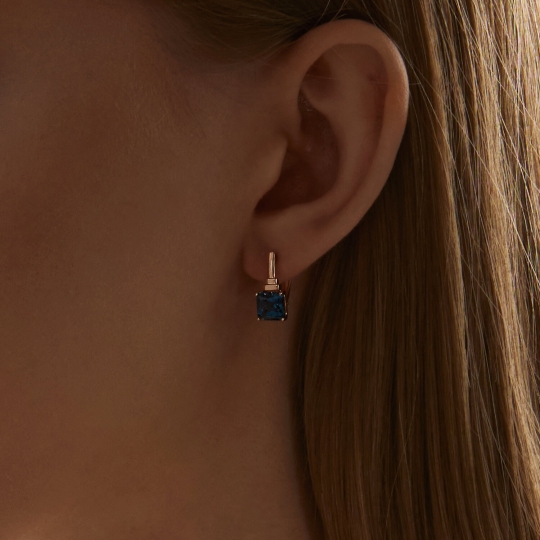 Серьги из лимонного золота с фианитами