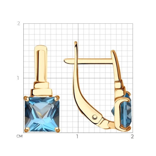 Серьги из лимонного золота с фианитами