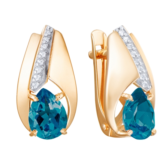 Серьги из золота с фианитами