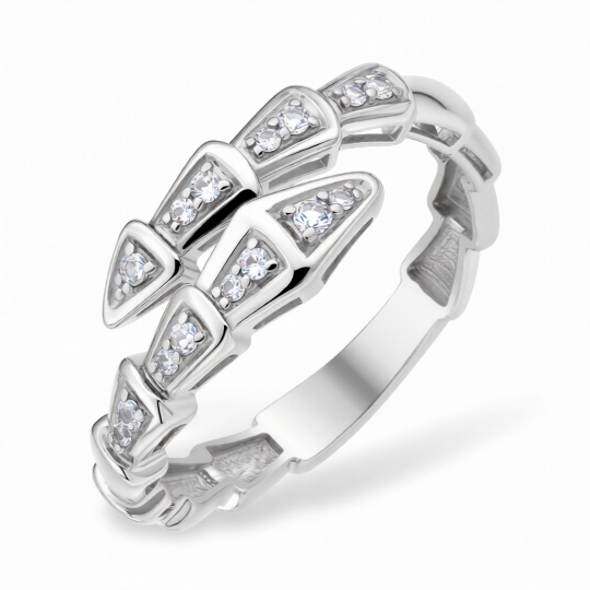 Кольцо из серебра с раухтопазами и фианитами