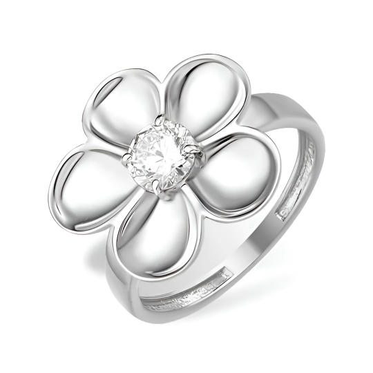 Кольцо из серебра с раухтопазом и фианитами