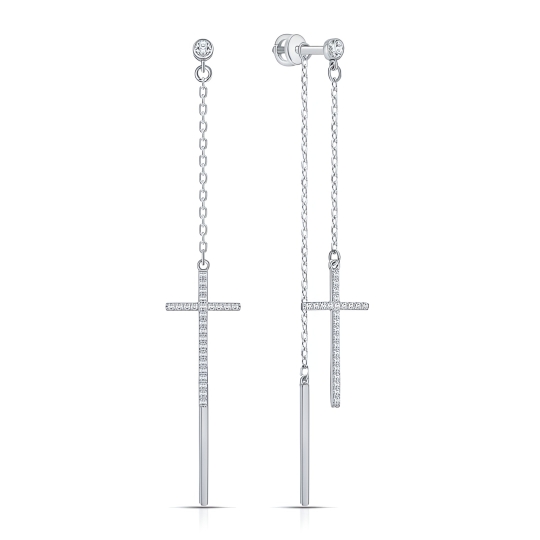 Серьги из серебра с фианитами