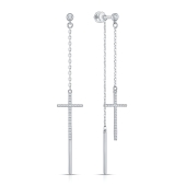 Серьги-трансформеры из серебра с фианитами