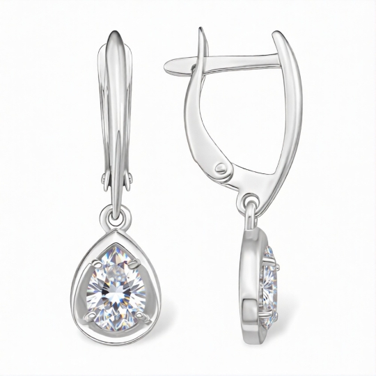 Серьги из серебра с ювелирными кристаллами