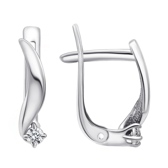 Серьги из серебра с ювелирными кристаллами и фианитами