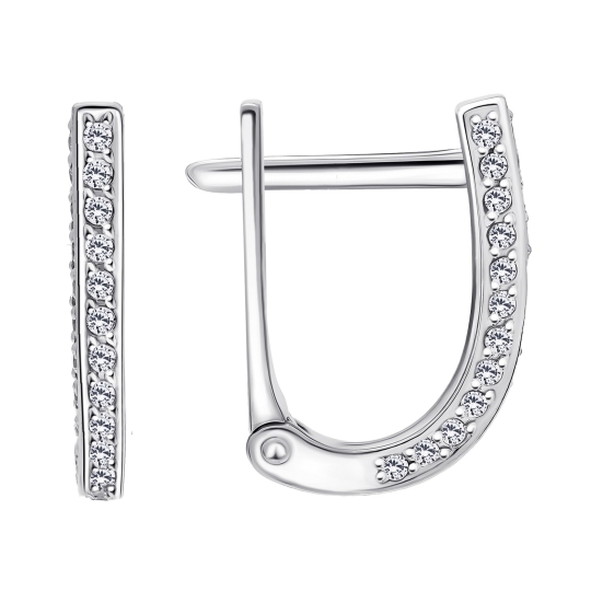 Серьги из серебра с фианитами