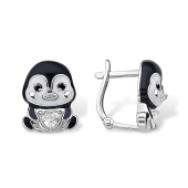 Серьги из серебра с эмалью и фианитами