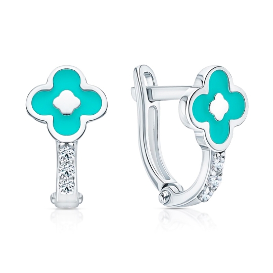 Серьги из серебра с позолотой и фианитами