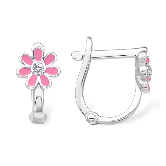 Серьги из серебра с позолотой и фианитами