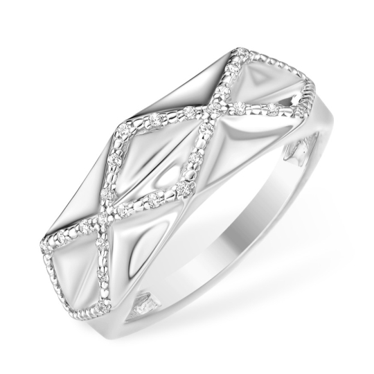 Кольцо из серебра с черными фианитами