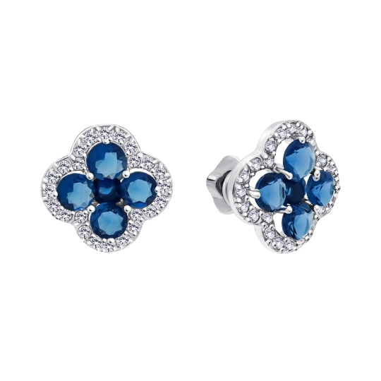 Серьги из серебра с ювелирными кристаллами и фианитами