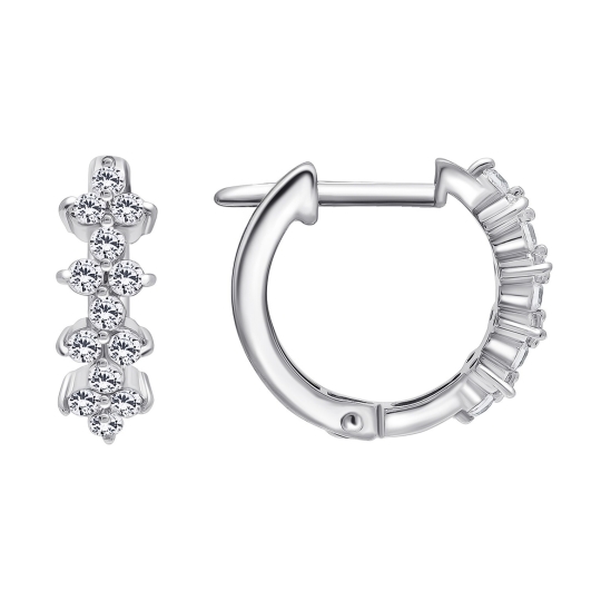 Серьги из серебра с гранатами и фианитами