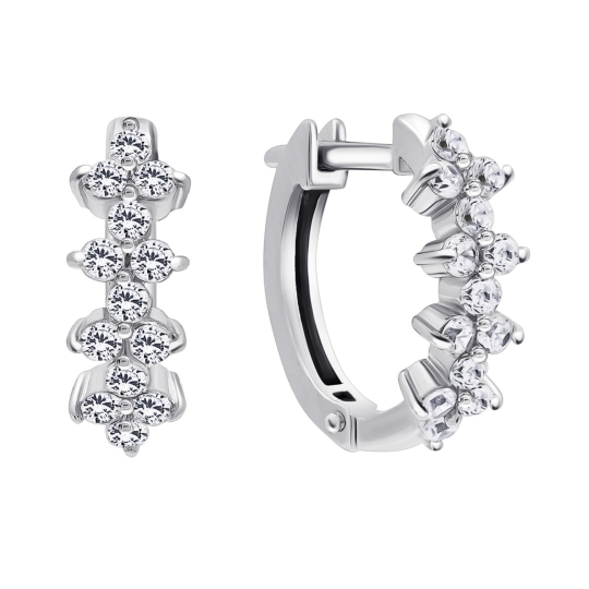 Серьги из серебра с гранатами и фианитами