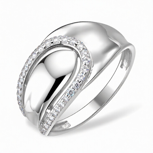 Кольцо из серебра с черными ювелирными кристаллами