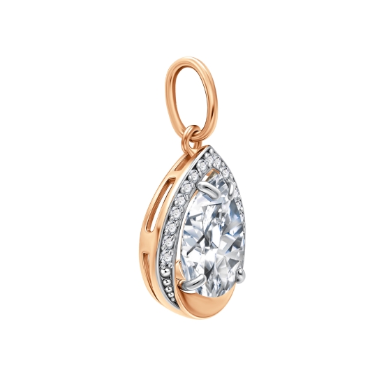 Серьги из серебра с позолотой и фианитами