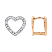 Серьги из серебра с позолотой и фианитами