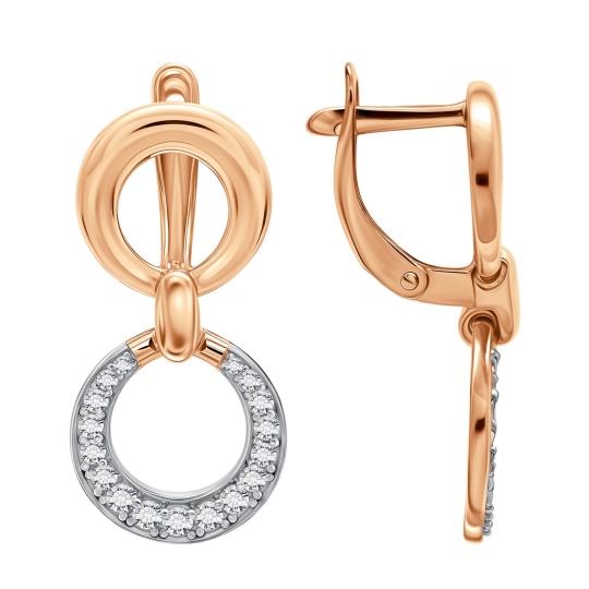 Одиночная серьга из серебра с фианитами 