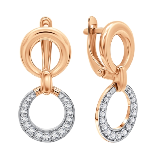 Одиночная серьга из серебра с фианитами 